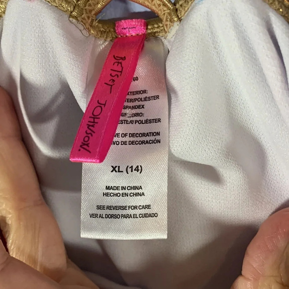 Betsy johnson size xl 14 rainbow mermaid skirt one piece swimsuit pink seashell - Picture 4 of 4